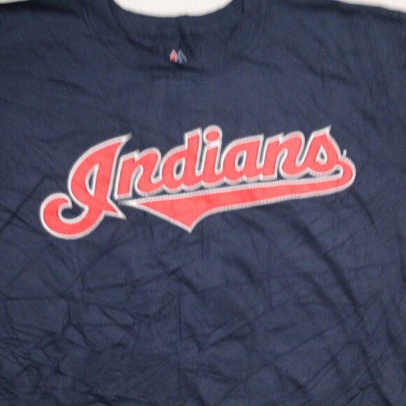 Majestic Men Blue Cleveland Indians Tee Shirt Lindor 12 - Picture 5 of 10